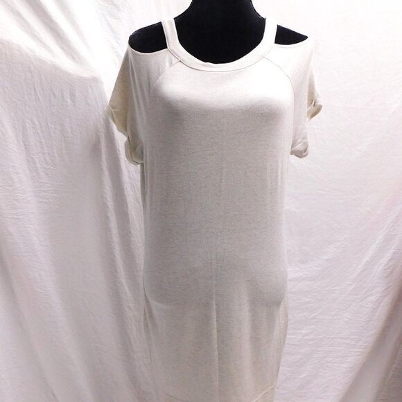 Athleta Dresses & Skirts - ATHLETA SP Heather Gray Open Cut Out Shoulder T-Shirt Knit DRess EUC